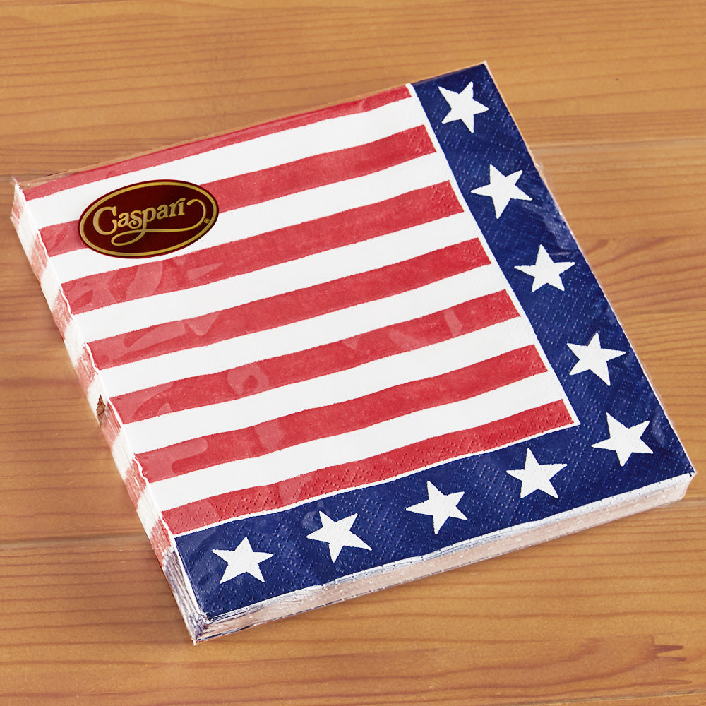 Caspari Paper Napkins - Red, White & Blue