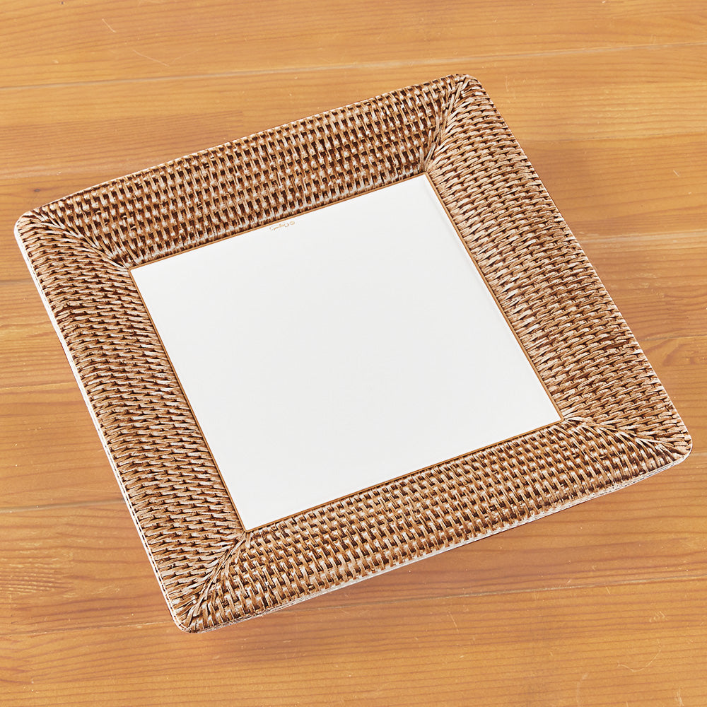 Caspari Square Paper Plates - Rattan