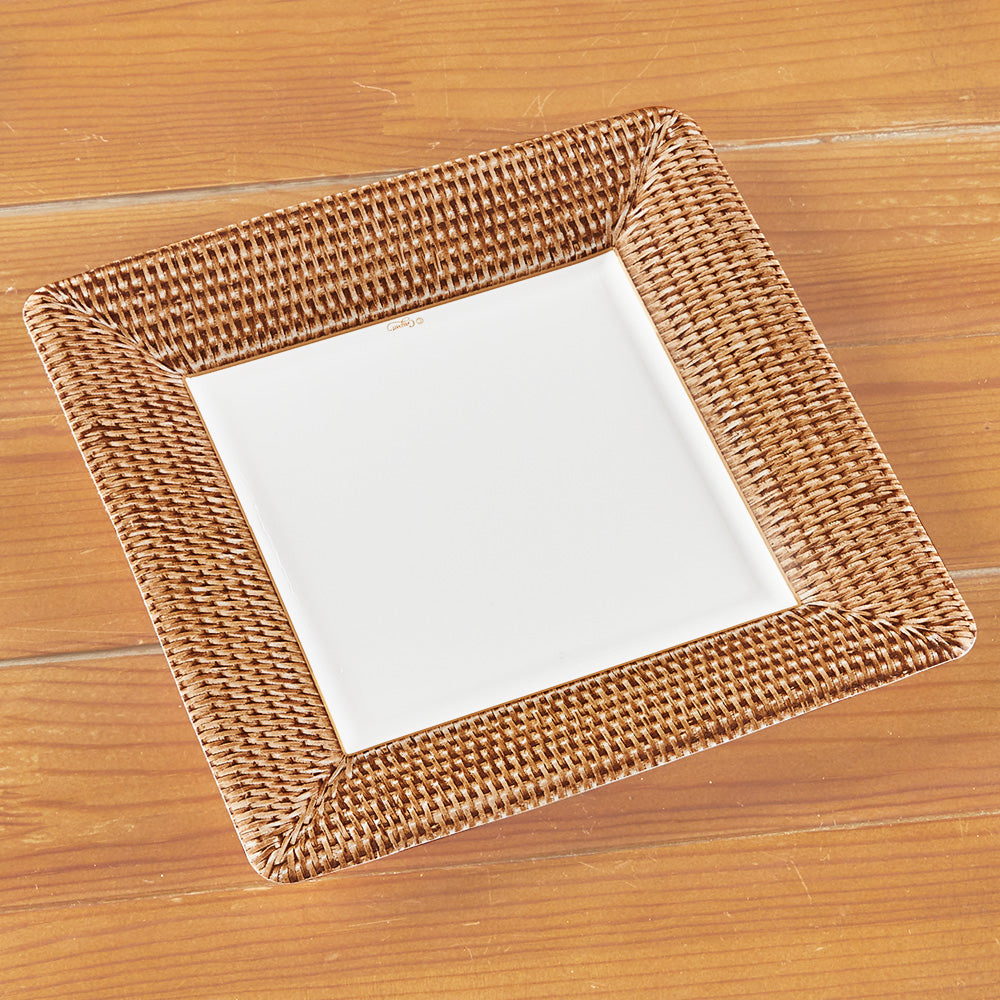 Caspari Square Paper Plates - Rattan