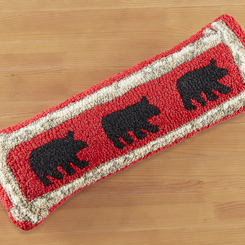 Chandler 4 Corners 8" x 24" Hooked Pillow, Birch Bears