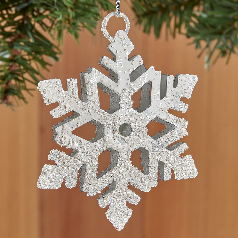 White Metal Snowflake Ornament - 3" and 8"