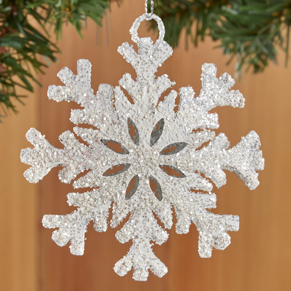 White Metal Snowflake Ornament - 3" and 8"