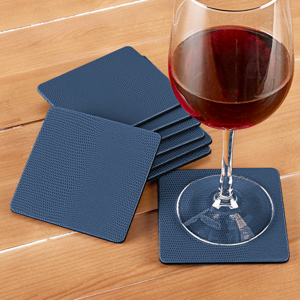 Caspari Lizard Felt-Backed Coaster Set