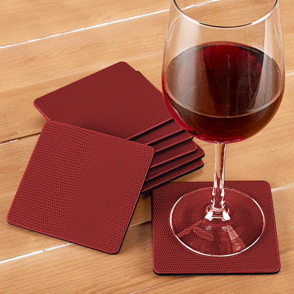 Caspari Lizard Felt-Backed Coaster Set
