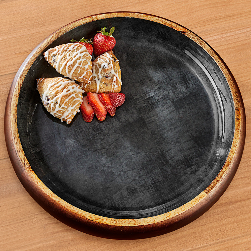 Enameled Mango Wood Serving Platter