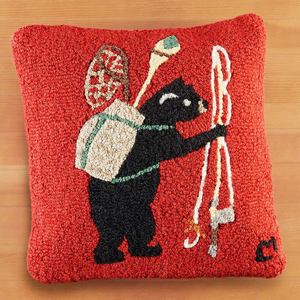 Chandler 4 Corners 18" Hooked Pillow, Bear Essentials