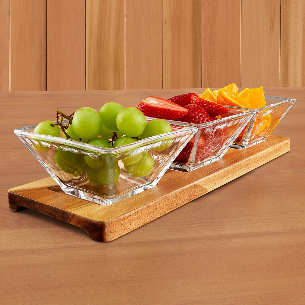Badash "Snack Time!" Triple Bowl Serving Tray
