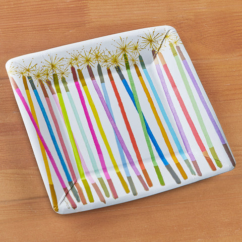Caspari Square Paper Plates, Party Candles