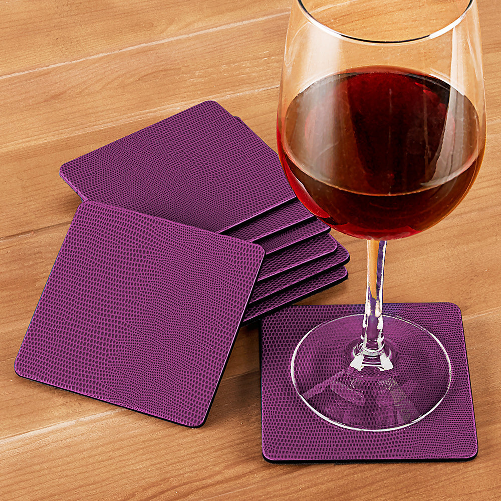 Caspari Lizard Felt-Backed Coaster Set