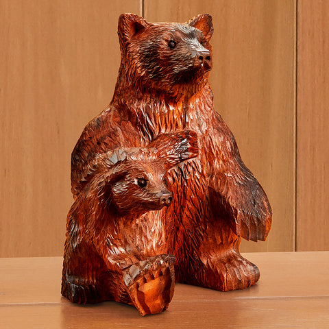 Bear with Cub Ironwood Carving