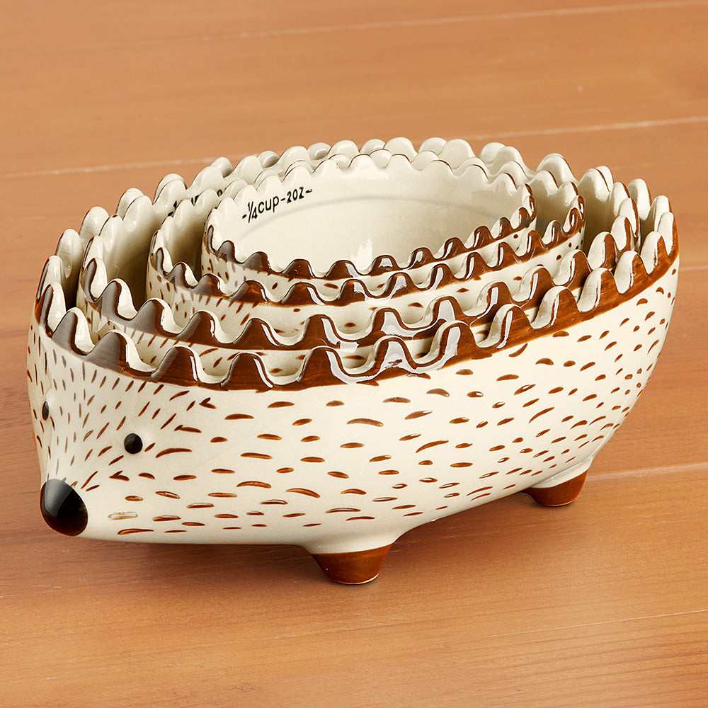 Hedgehog White Stoneware Measuring Cups