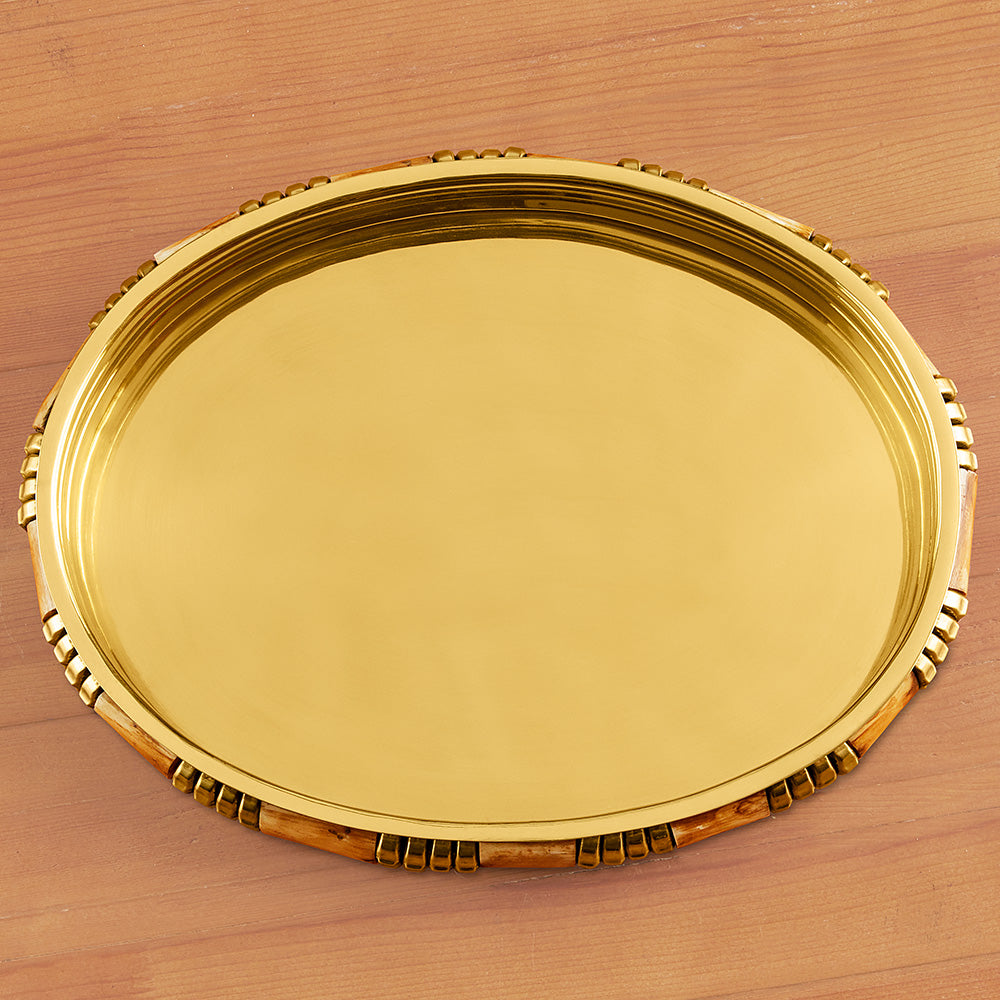 Banded Bone and Brass Mirrored Tray To The Nines Manitowish Waters