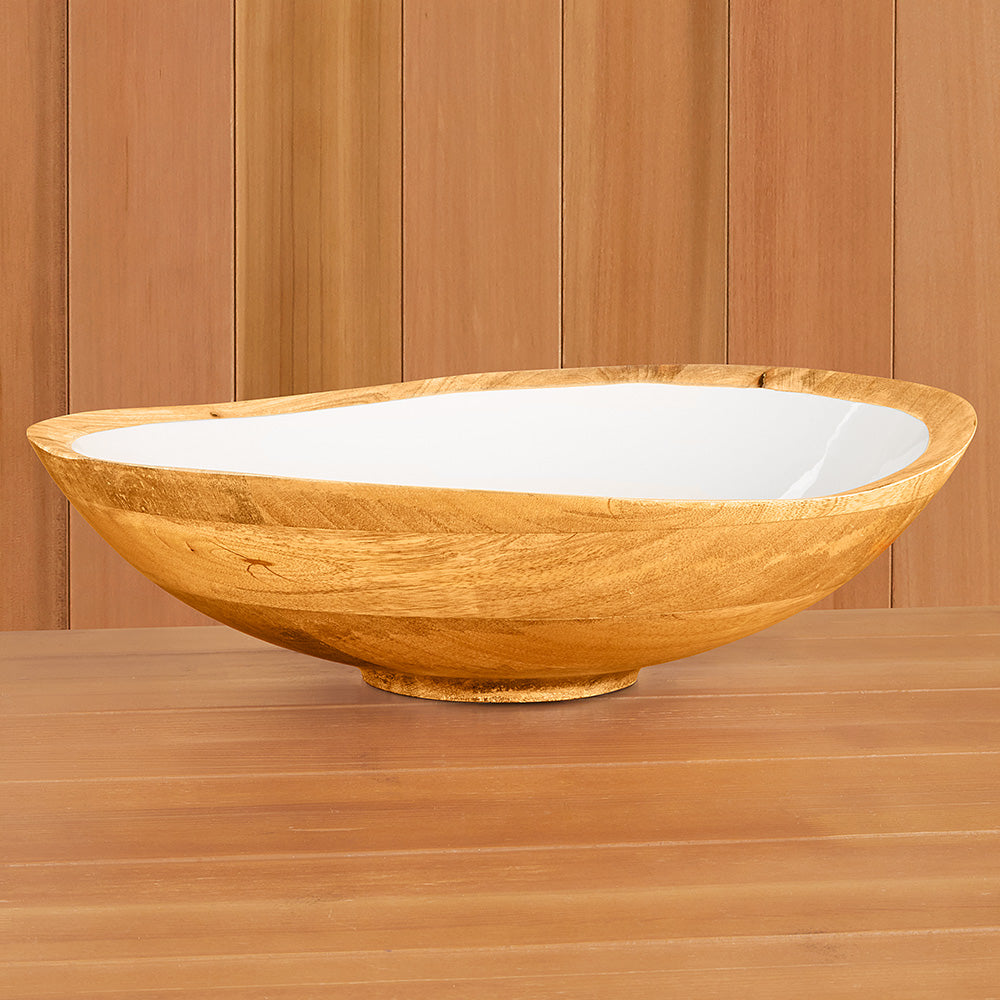 Be Home Round Mango Wood and Enamel Bowl – To The Nines Manitowish