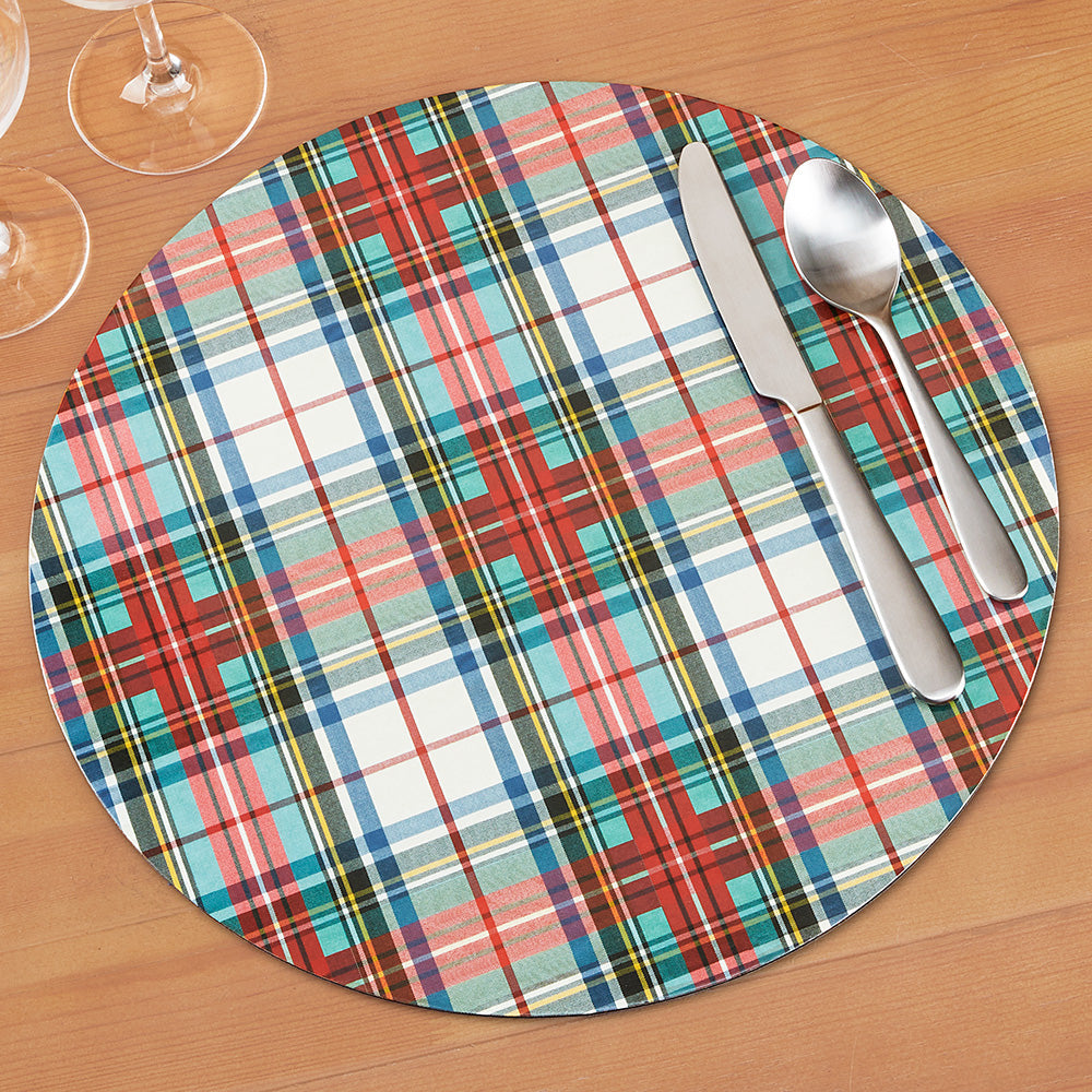 Caspari Round Placemat, Dress Stewart Tartan