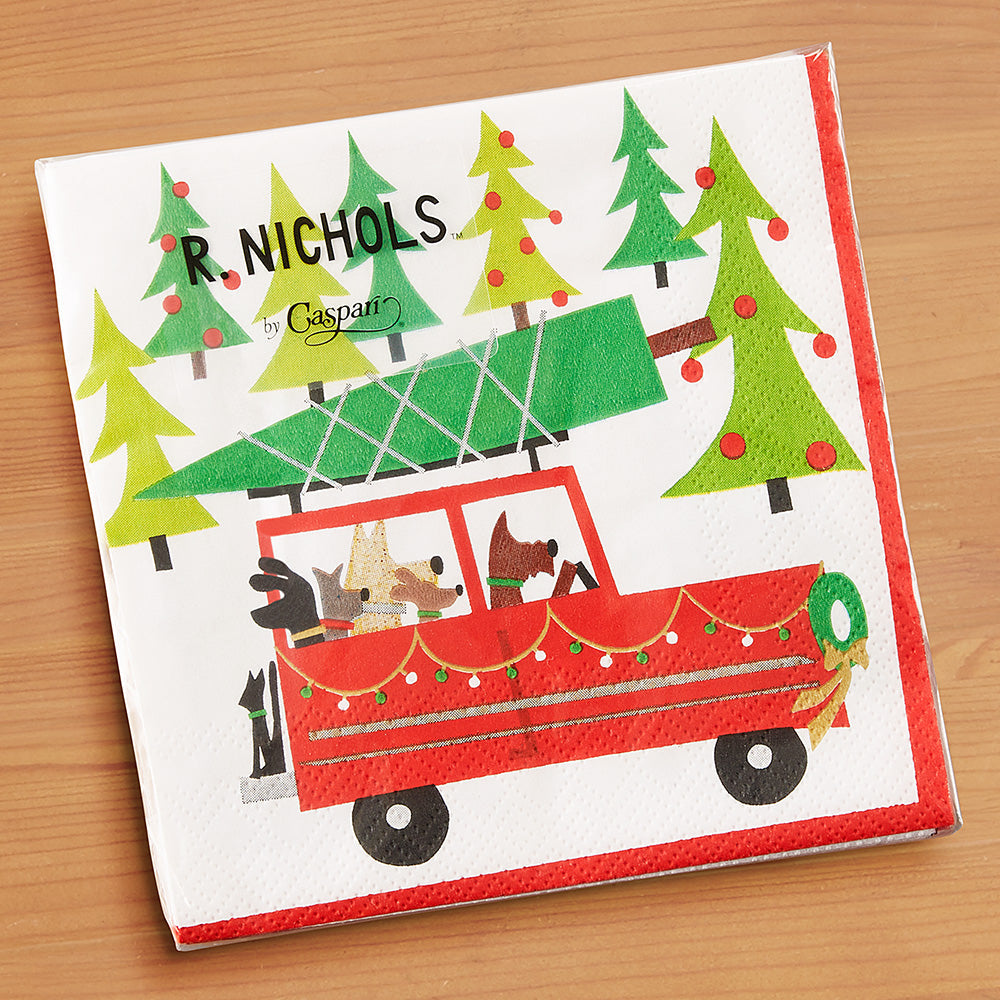 Caspari Paper Cocktail Napkins, R. Nichols Doggy Tree Adventure