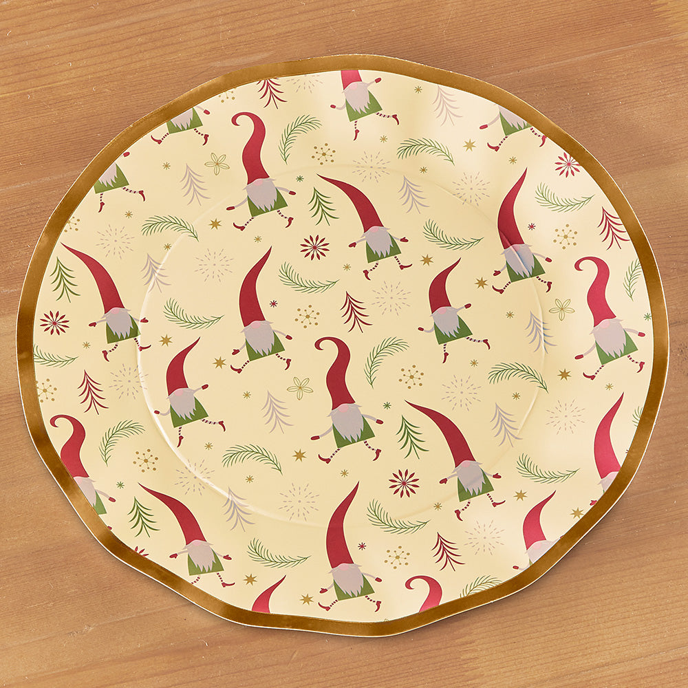 Sophistiplate Wavy Paper Plates & Bowls, Jolly Gnomes