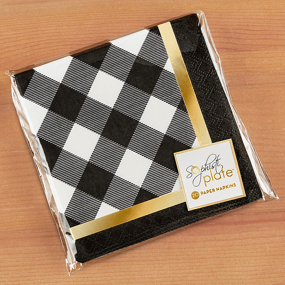 Sophistiplate Paper Napkins & Guest Towels, Black Buffalo Check