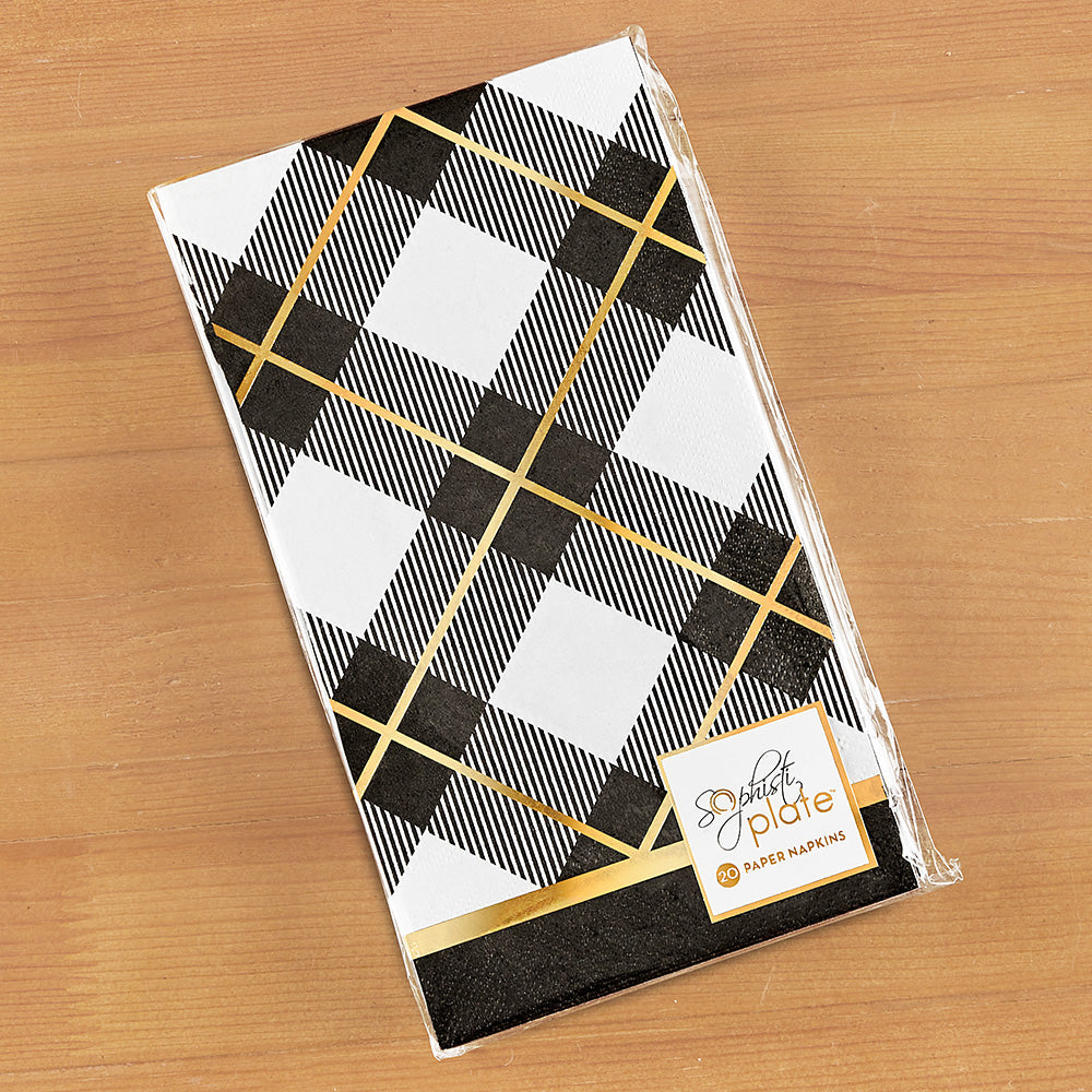 Sophistiplate Paper Napkins & Guest Towels, Black Buffalo Check