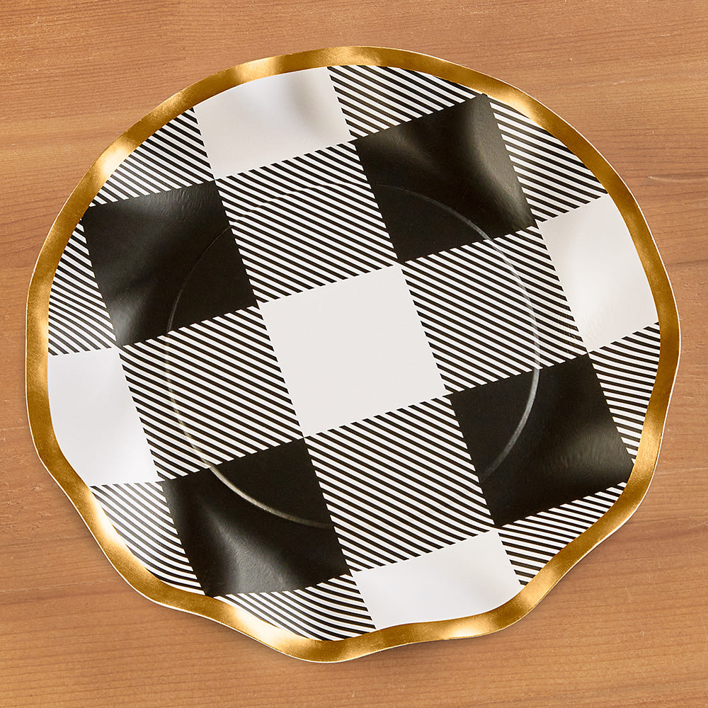 Sophistiplate Paper Plates, Black Buffalo Check