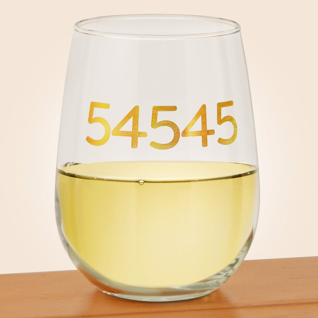 Manitowish Waters Zip Code Stemless Wine Glass