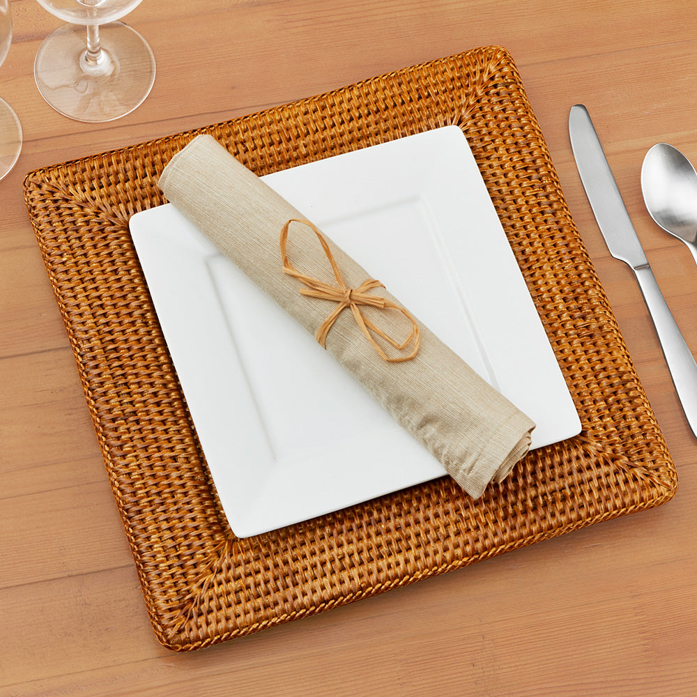 Caspari Rattan Charger Plate, Dark Natural