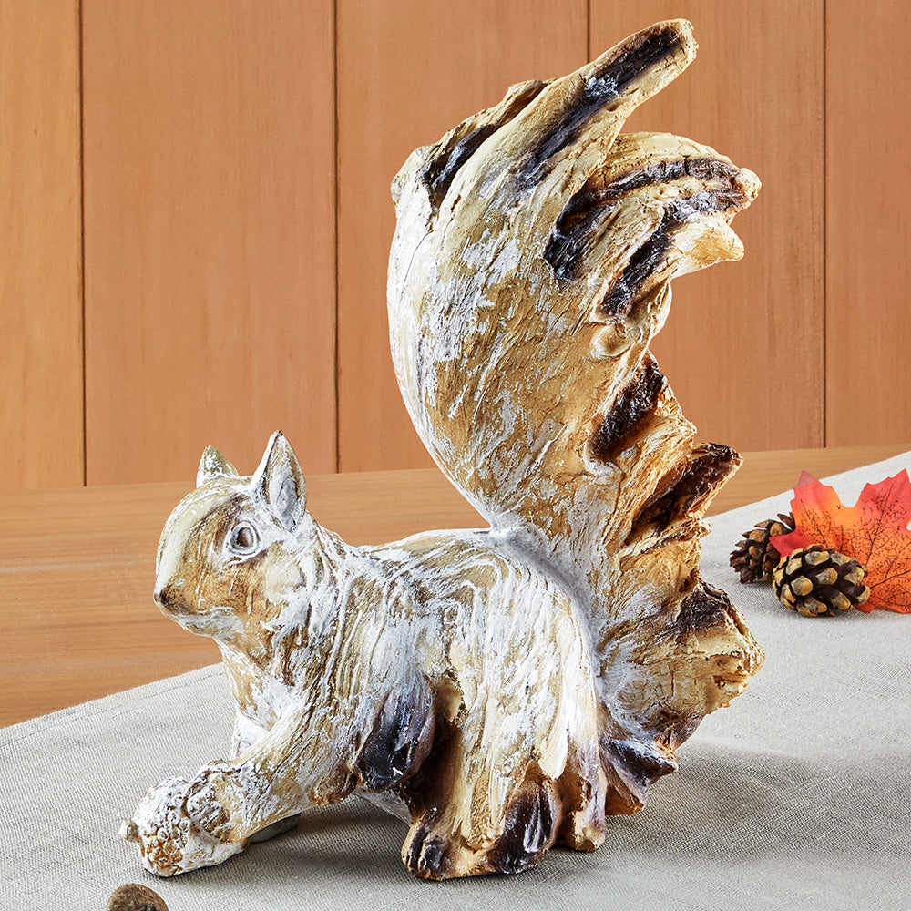 Whitewashed Resin Squirrel Figurines