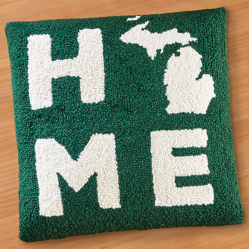 Peking Handicraft 16 Hooked Pillow, Michigan Is Home – To The