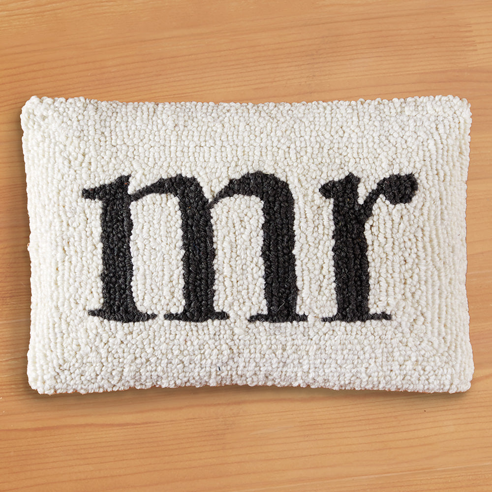 Peking Handicraft 12" x 8" Hooked Pillows, mr & mrs