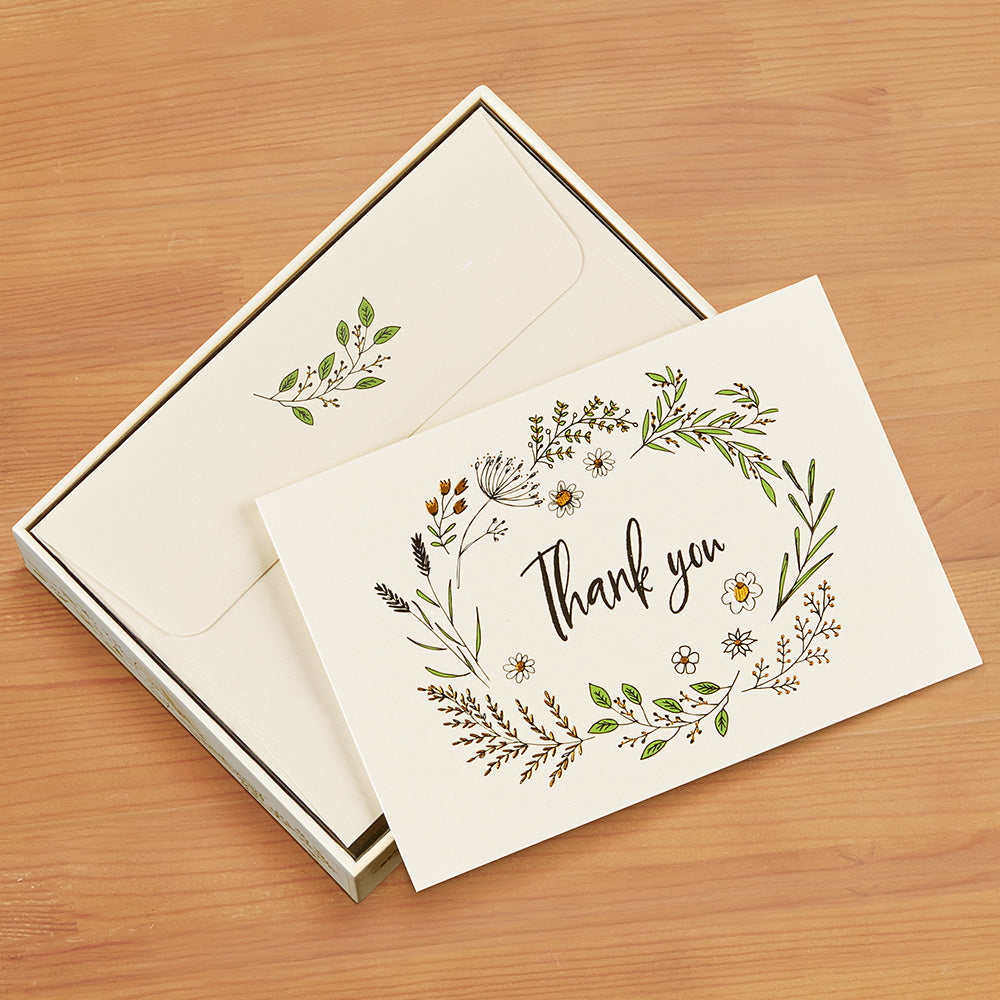Embossed Thank You Card Set, Native Botanicals