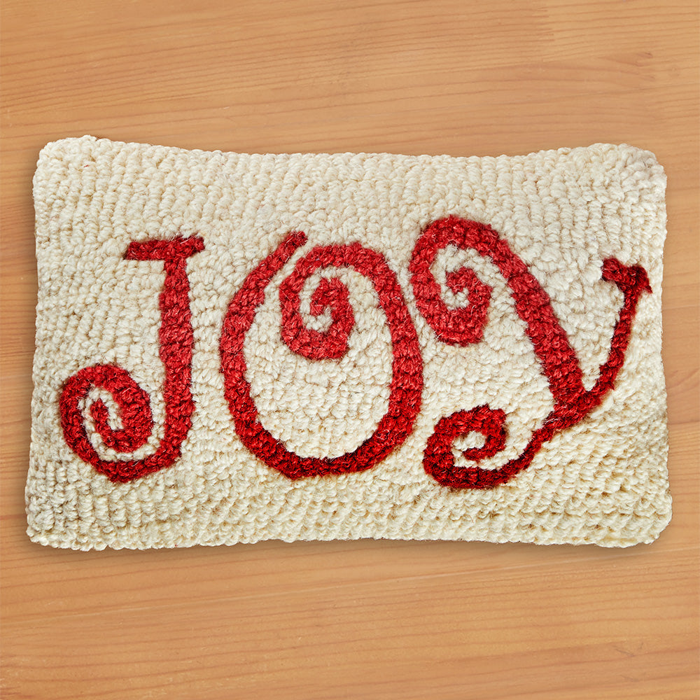 Chandler 4 Corners 12" x 8" Hooked Pillow, Joy