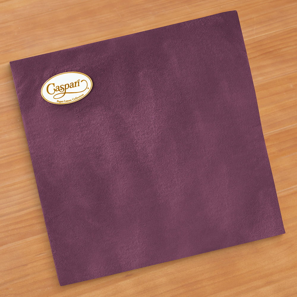 Caspari Paper Linen Luncheon Napkins, Aubergine