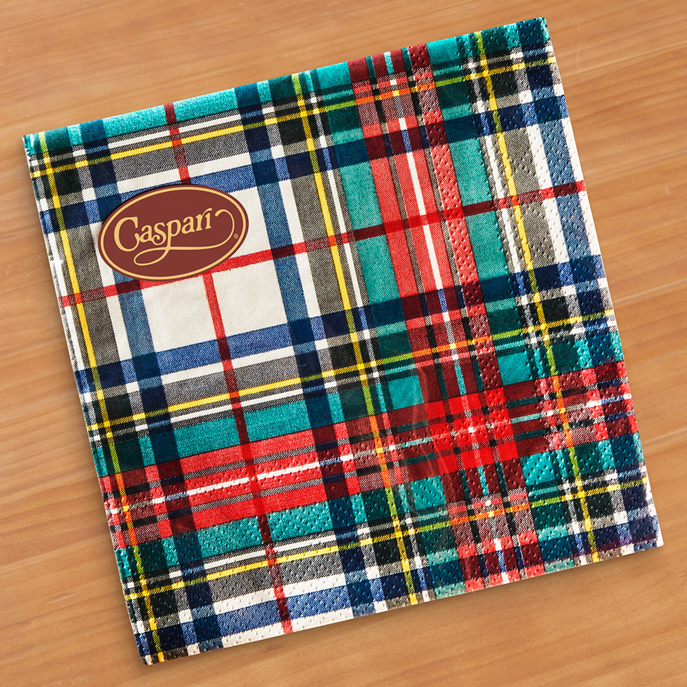 Caspari Paper Napkins & Guest Towels, Dress Stewart Tartan Plaid