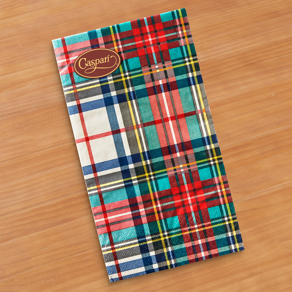 Caspari Paper Napkins & Guest Towels, Dress Stewart Tartan Plaid