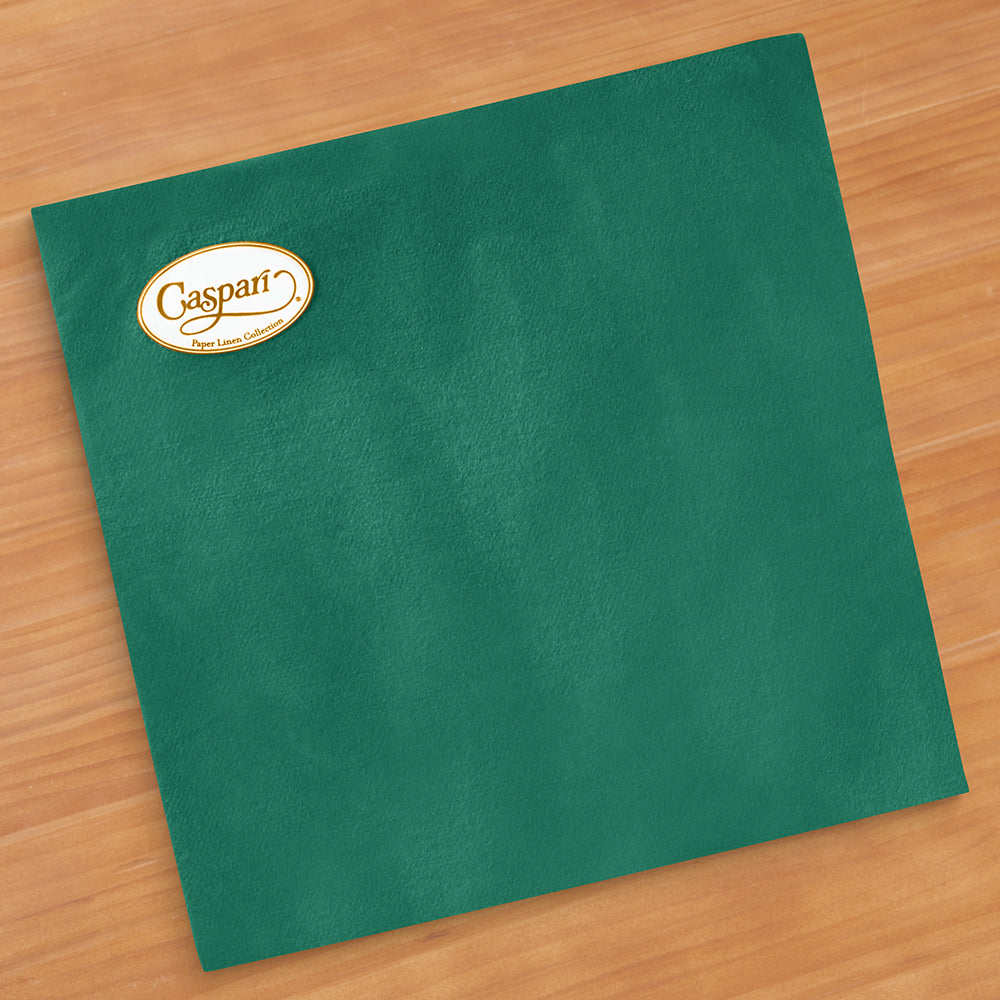 Caspari Paper Linen Luncheon Napkins, Hunter Green