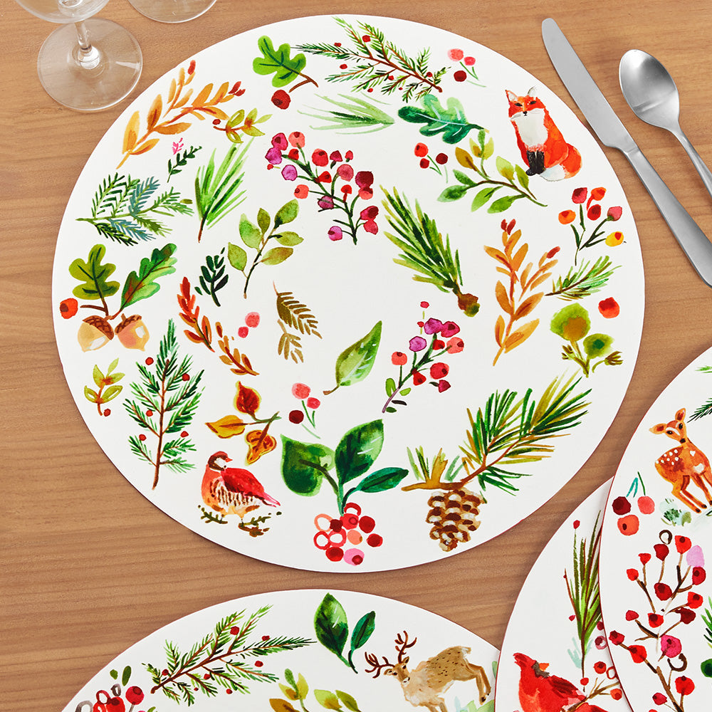 Beatriz Ball VIDA Happy Christmas Round Vinyl Placemats, Set of 4