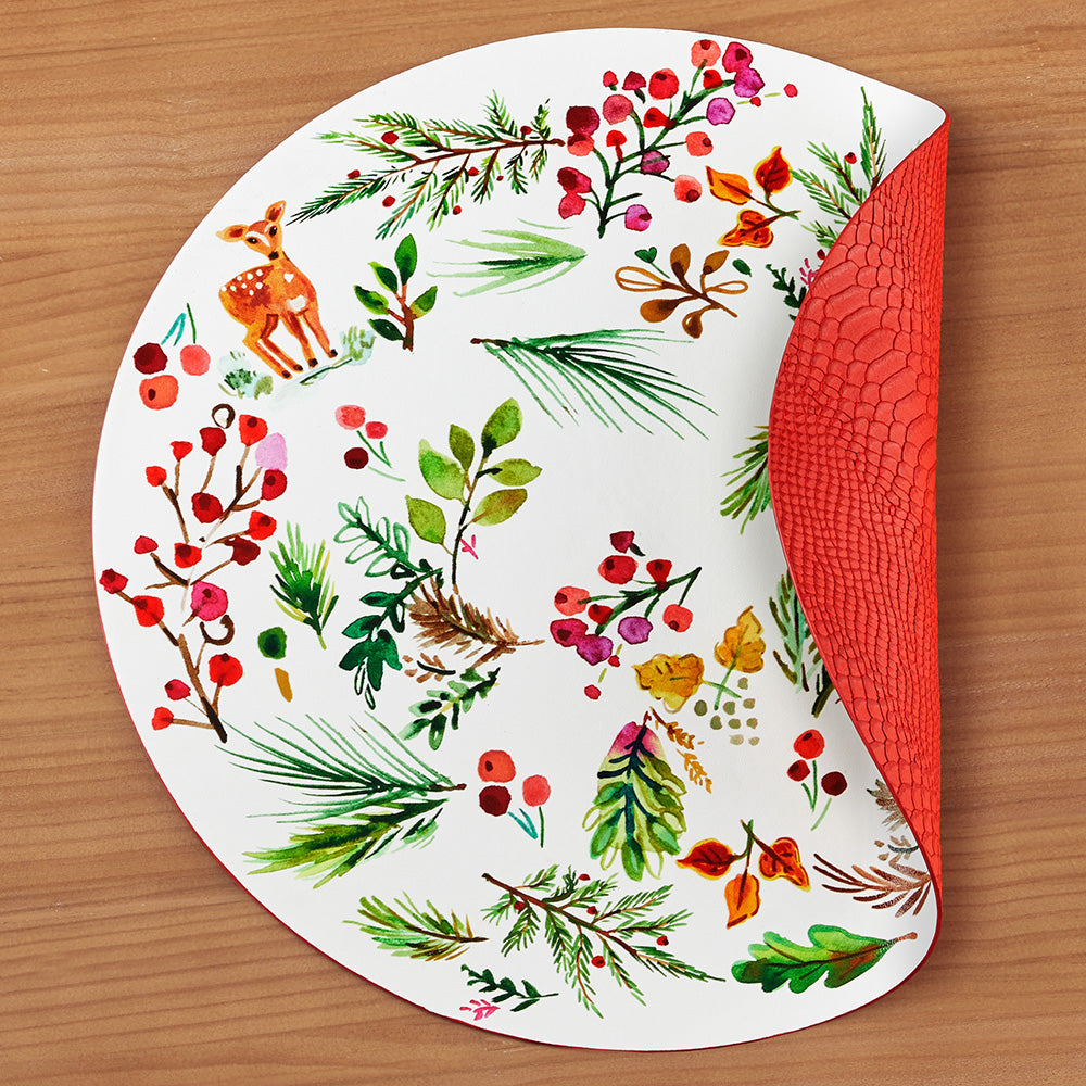 Beatriz Ball VIDA Happy Christmas Round Vinyl Placemats, Set of 4