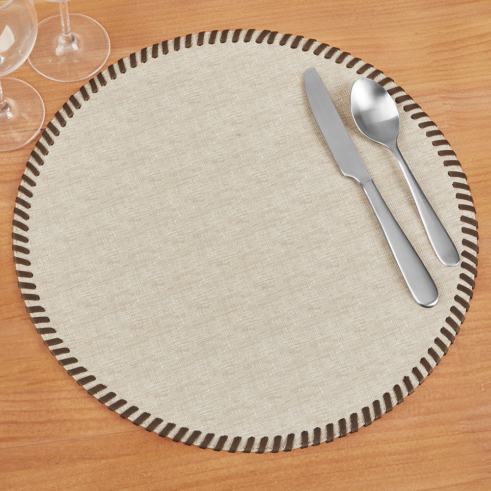 Bodrum Whipstitch Round Vinyl Placemat