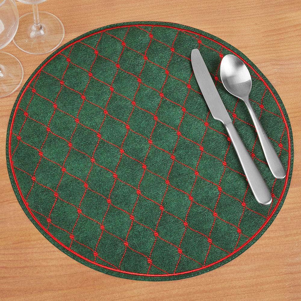 Bodrum Quilted Diamonds Round Vinyl Placemat