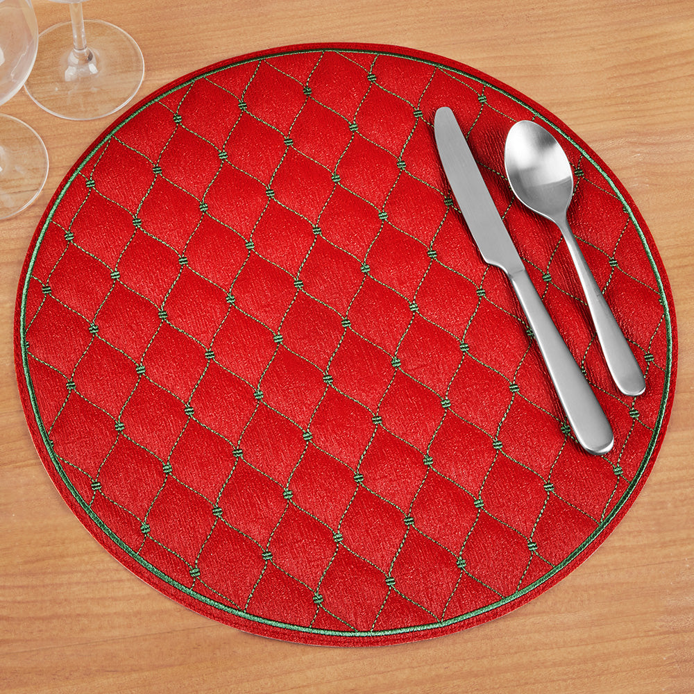 Bodrum Quilted Diamonds Round Vinyl Placemat