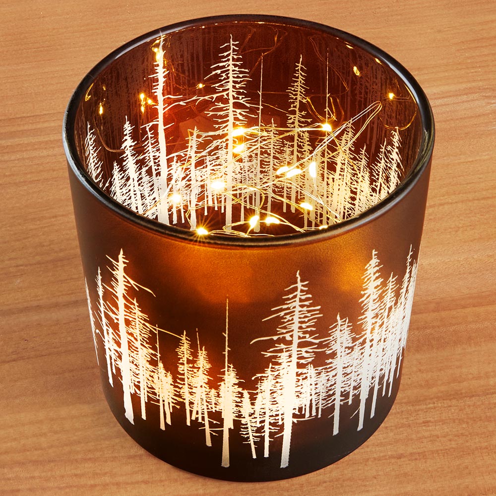 "In the Woods" LED Glass Hurricane