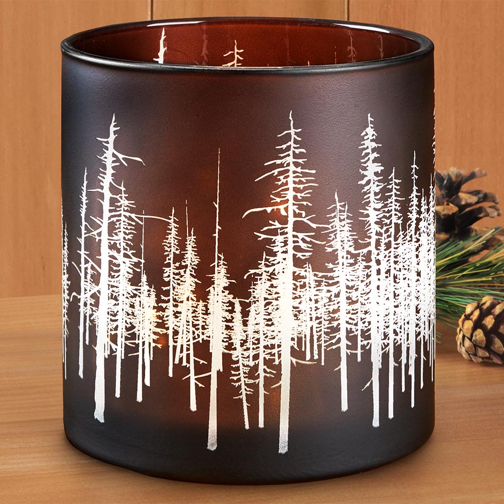 "In the Woods" LED Glass Hurricane