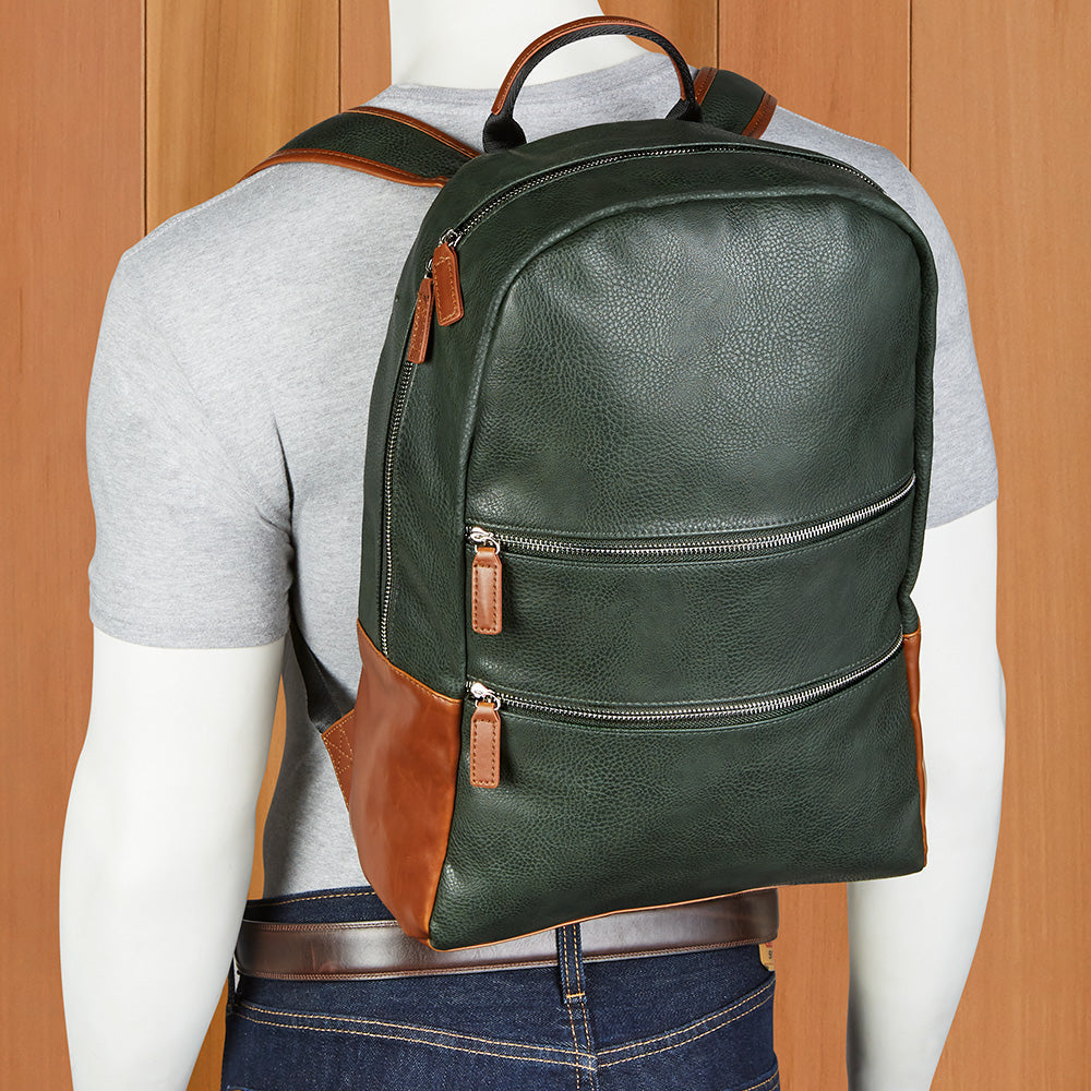 brown fake leather backpack Brouk & Co Vegan Leather Alpha Backpack