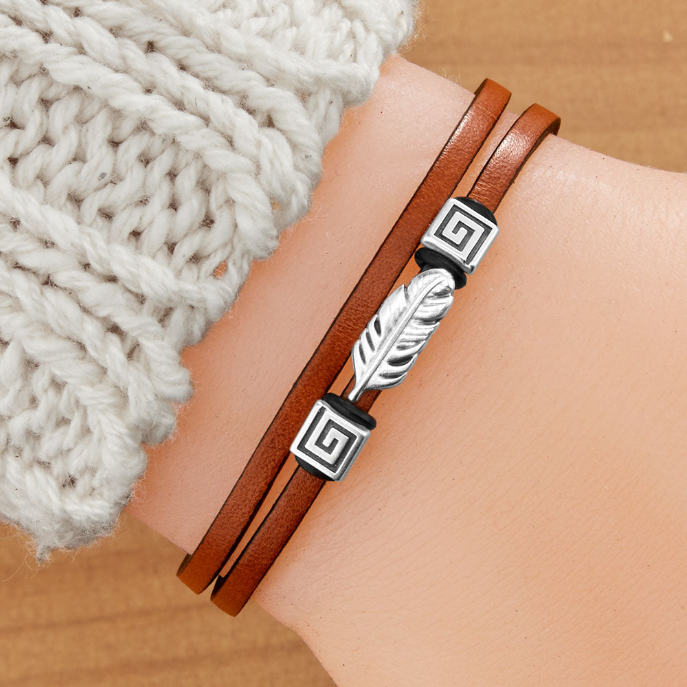 Montana Leather Double-Wrap Bracelet, Feather – To The Nines Manitowish  Waters