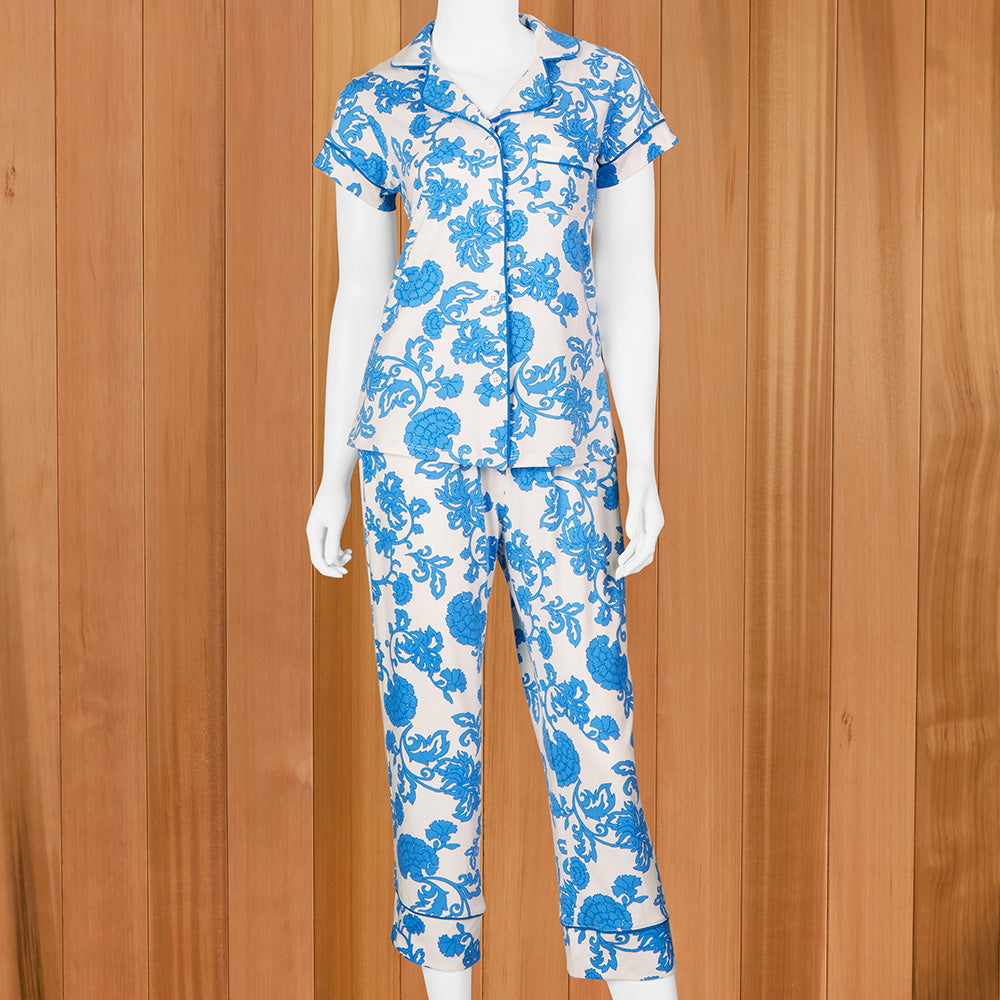 The Cat's Pajamas Women's Pima Knit Capri Pajama Set, Chrysantheme