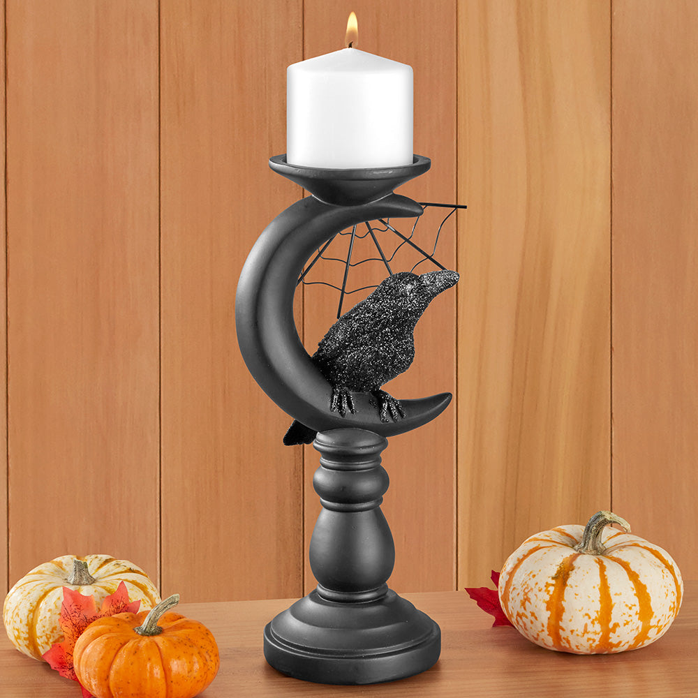 Skeleteen Haunted Halloween Candelabra Prop - LED Light Up Skull Indoor Candelabra Candlesticks Holder Home Decoration For Halloween
