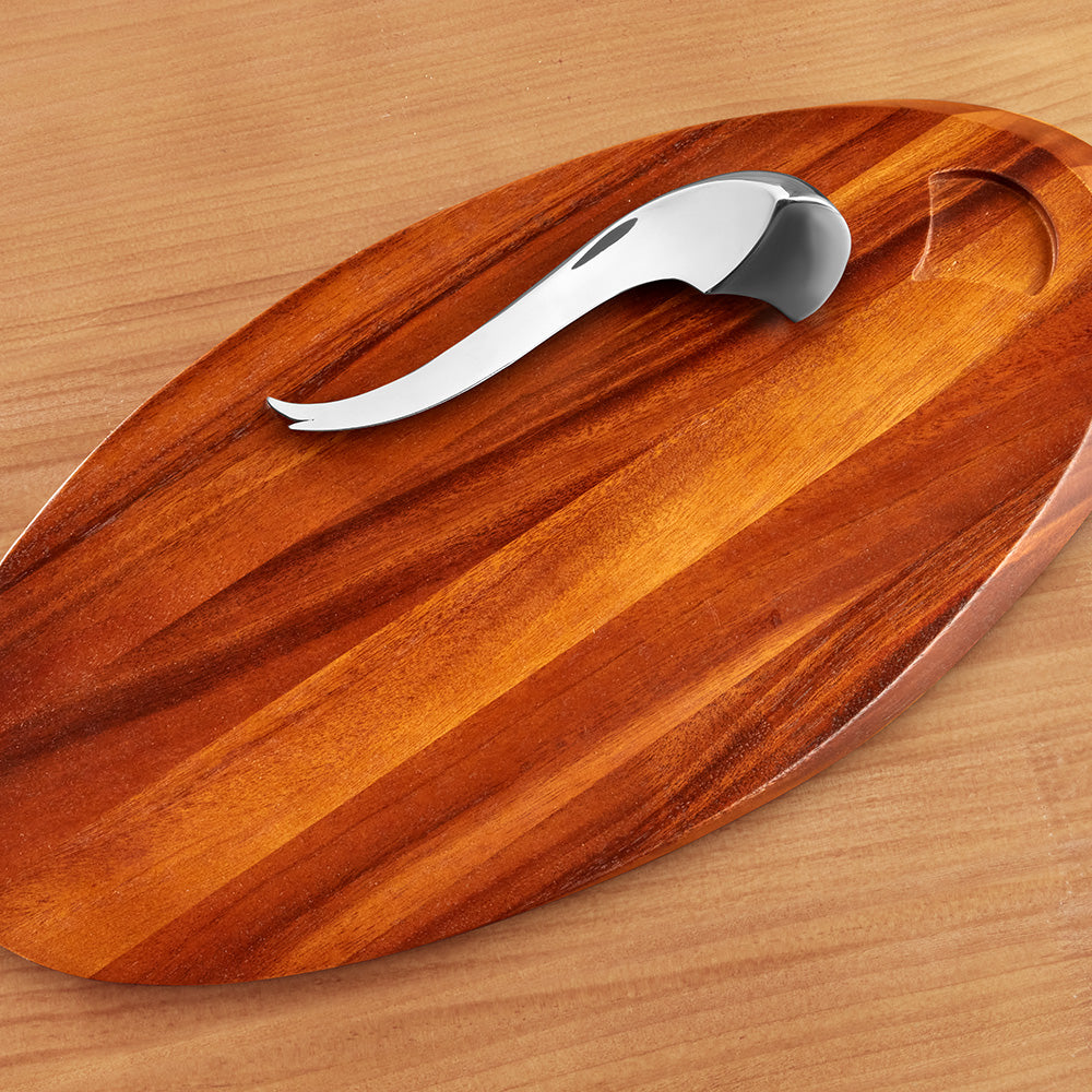Nambé Swoop Cutting Board with Cheese Knife