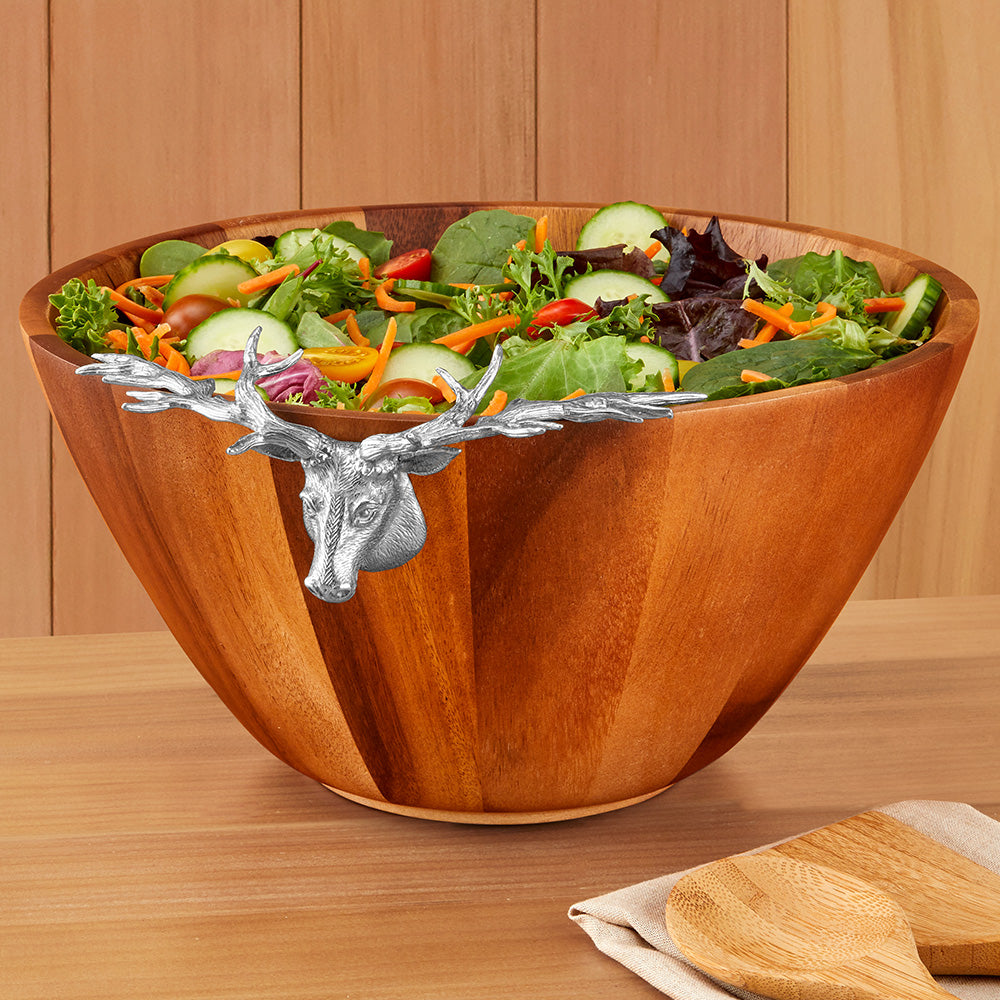 Petwer Stag Head Wood Serving Bowl