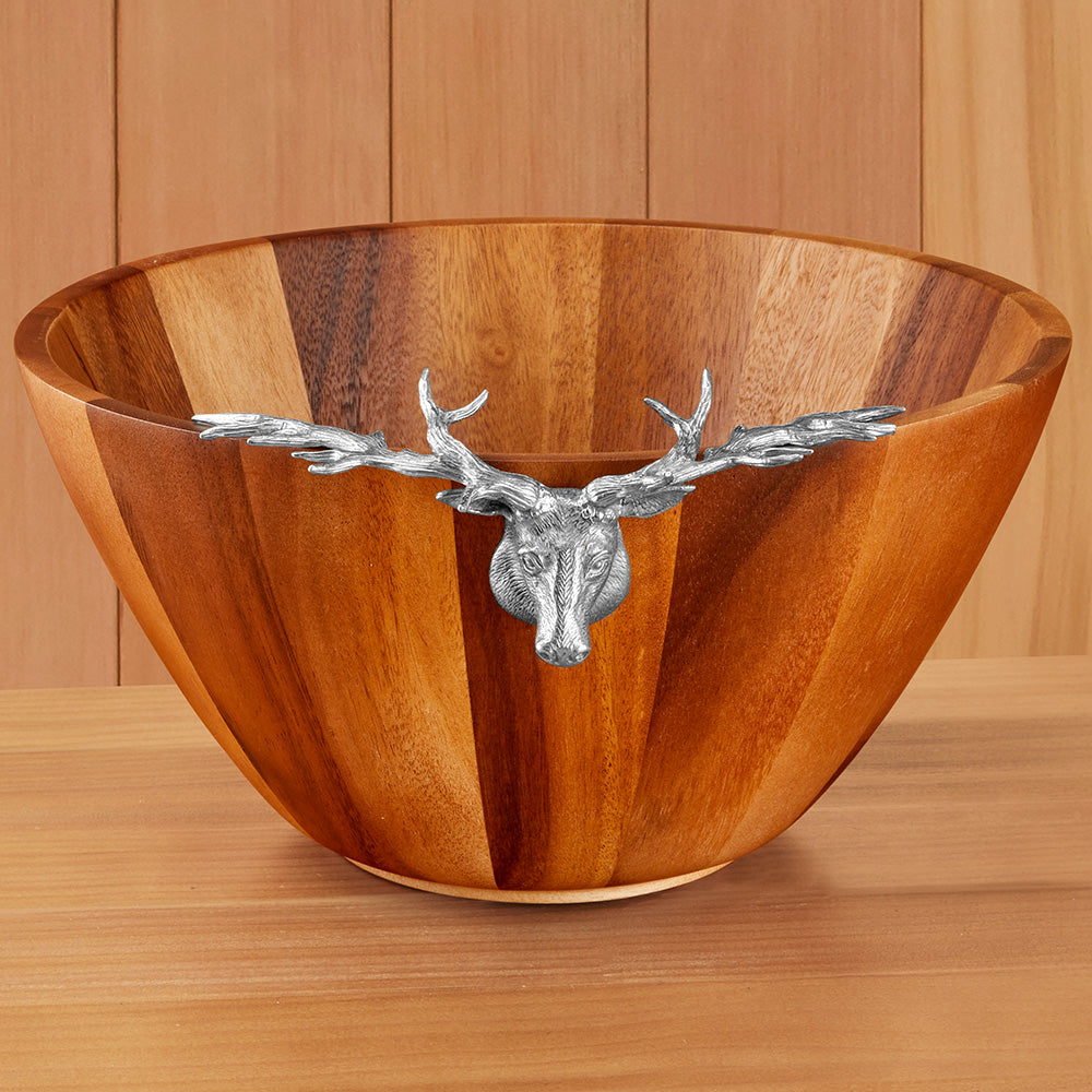 Petwer Stag Head Wood Serving Bowl