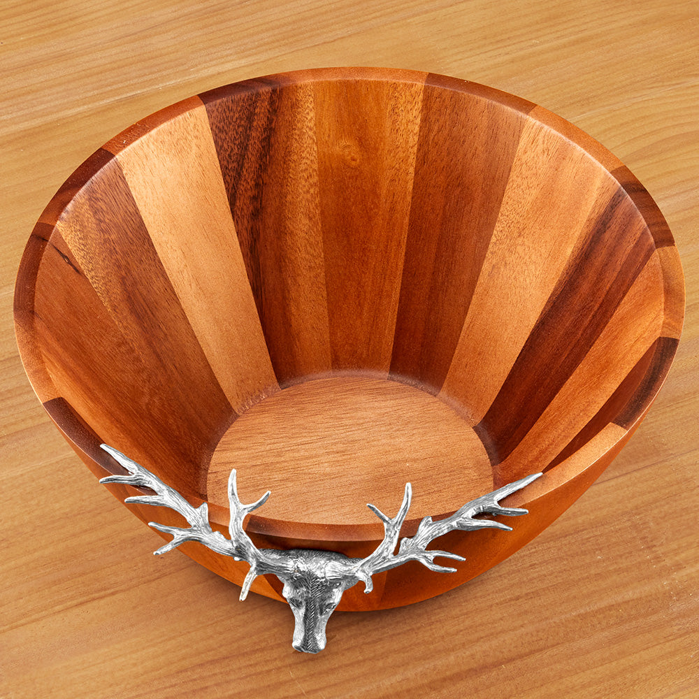 Petwer Stag Head Wood Serving Bowl