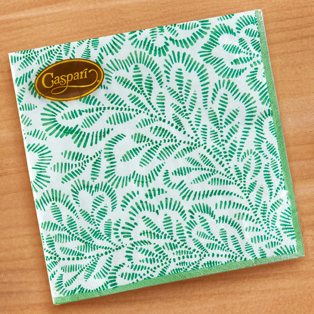 Caspari Paper Napkins & Guest Towels, Block Print Leaves